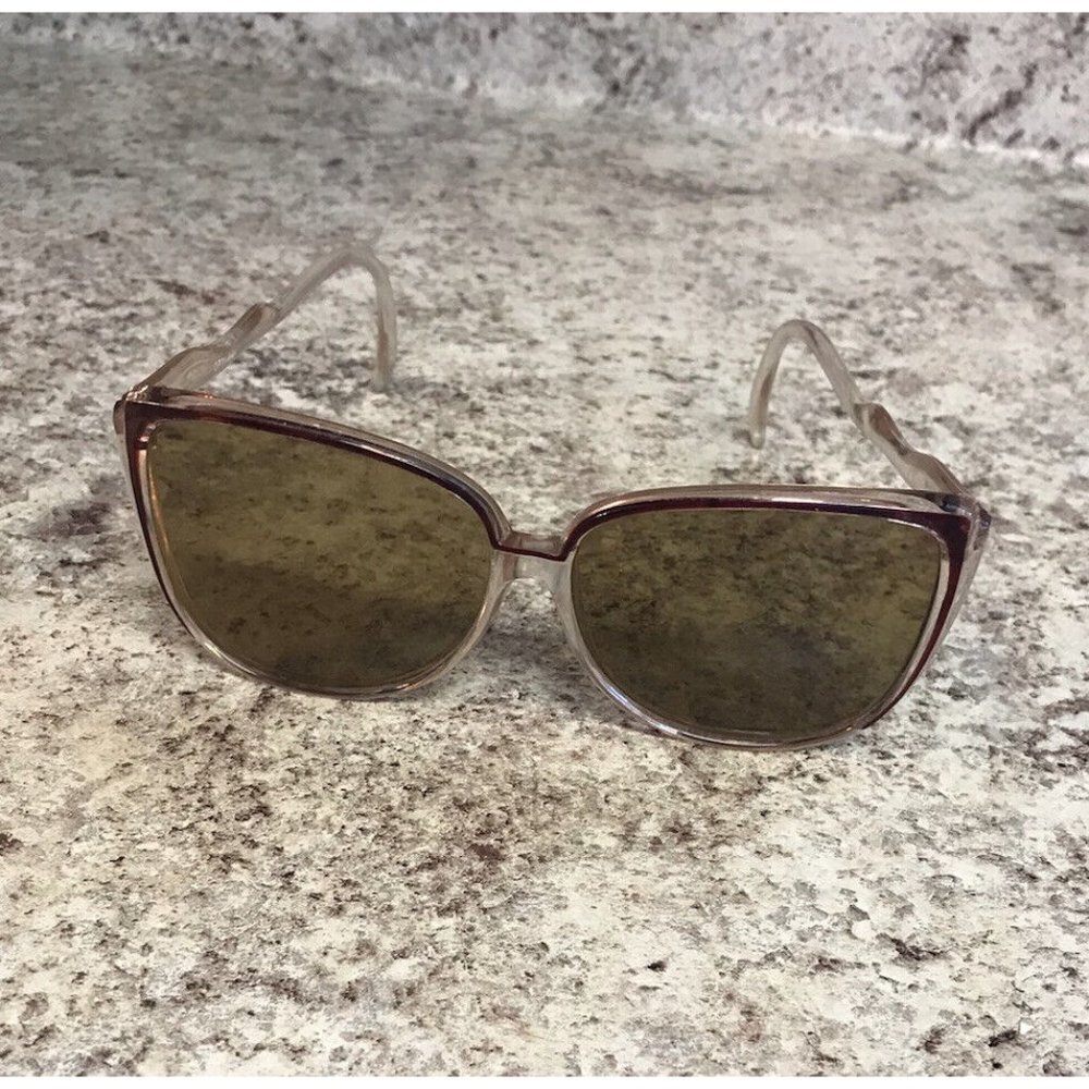 Opti Ray VTG 60'S/70s Womens Sunglasses Pink Clear Ombré Fade Twiggy Oversized
